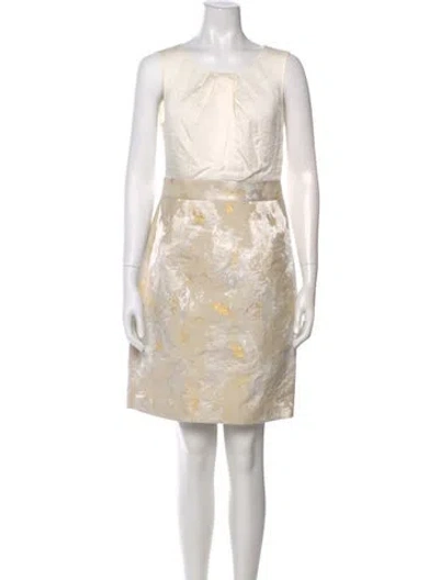 Pre-owned Lela Rose Printed Mini Dress In Neutral