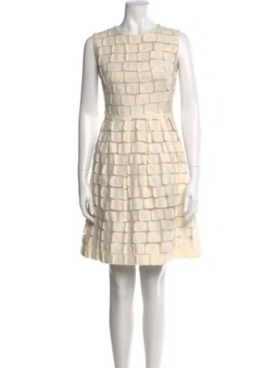 Pre-owned Lela Rose Printed Mini Dress In Neutral