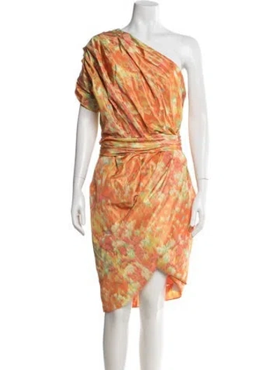 Pre-owned Lela Rose Printed Mini Dress In Orange