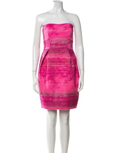 Pre-owned Lela Rose Printed Mini Dress In Pink