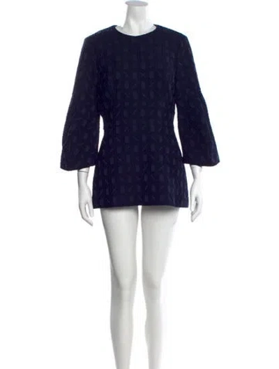 Pre-owned Lela Rose Printed Mini Dress W/ Tags In Blue