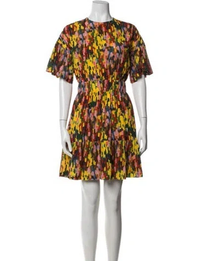 Pre-owned Lela Rose Printed Mini Dress In Yellow