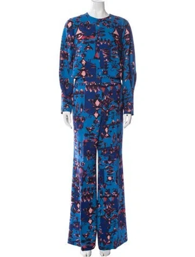 Pre-owned Lela Rose Printed Pant Set In Blue