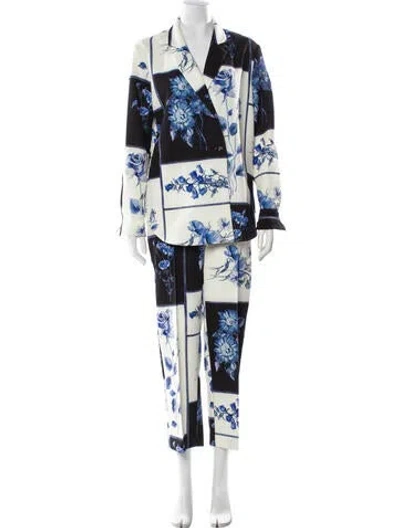 Pre-owned Lela Rose Printed Pantsuit W/ Tags In White