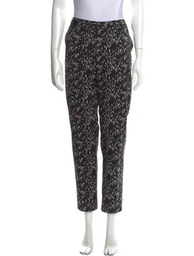 Pre-owned Lela Rose Printed Straight Leg Pants In Black