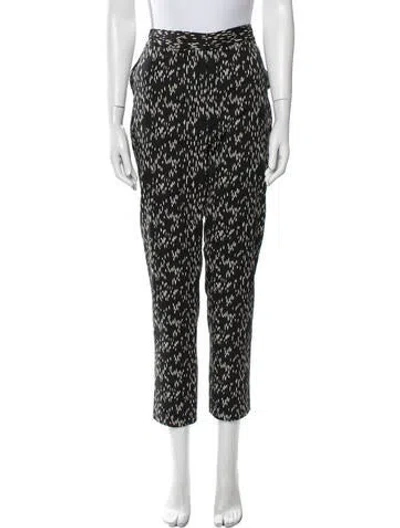 Pre-owned Lela Rose Printed Straight Leg Pants In Black