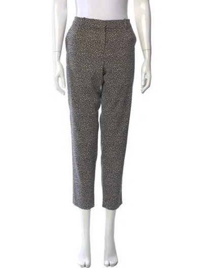 Pre-owned Lela Rose Printed Straight Leg Pants In Black