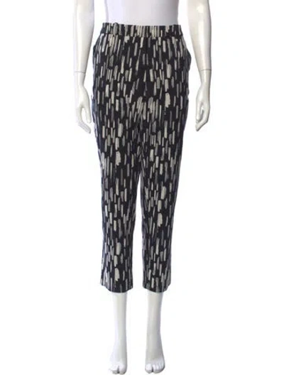 Pre-owned Lela Rose Printed Straight Leg Pants In Black