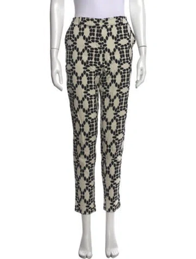 Pre-owned Lela Rose Printed Straight Leg Pants In Neutral