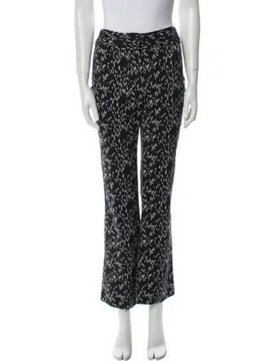 Pre-owned Lela Rose Printed Wide Leg Pants In Black