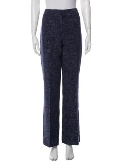 Pre-owned Lela Rose Printed Wide Leg Pants In Blue