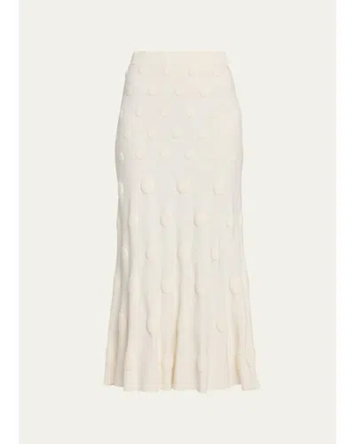 Lela Rose Pucker Dot Knit Midi Skirt In Cream