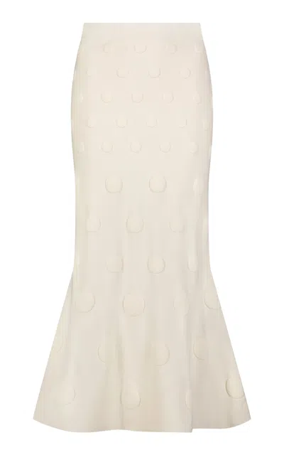 Lela Rose Pucker Dot Knit Skirt In Ivory