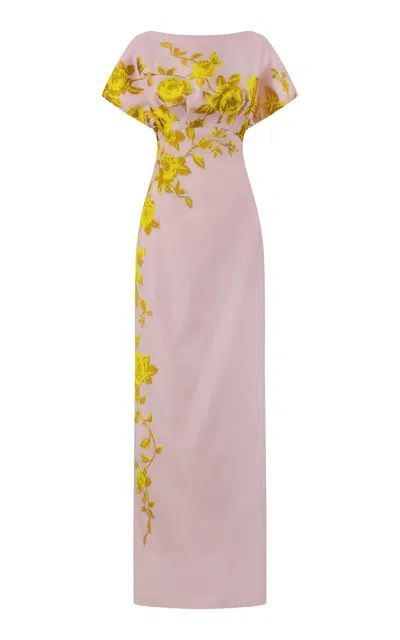 Lela Rose Rose Fil Coupé Column Gown In Floral