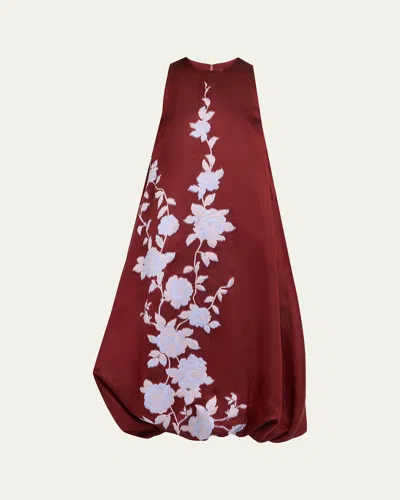 Lela Rose Rose Fil Coupe Sleeveless Midi Bubble Dress In Burgundy