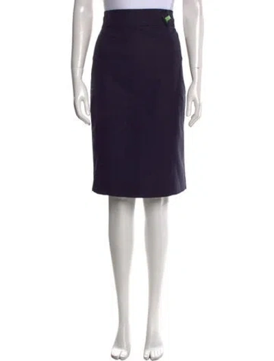 Pre-owned Lela Rose Ruffle Embellishment Knee-length Skirt In Blue