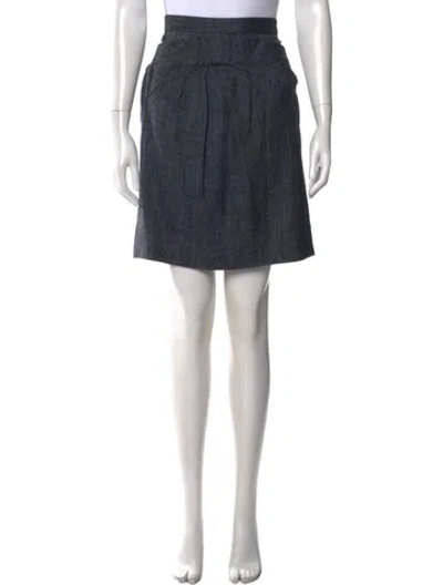 Pre-owned Lela Rose Ruffle Embellishment Mini Skirt In Blue