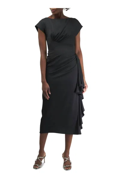 Lela Rose Satin Florence Dress In Black
