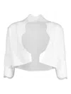 Lela Rose Scallop-hem Knit Bolero In White