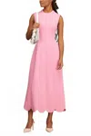 Lela Rose Scallop Hem Midi Dress In Peony Pink In Pink