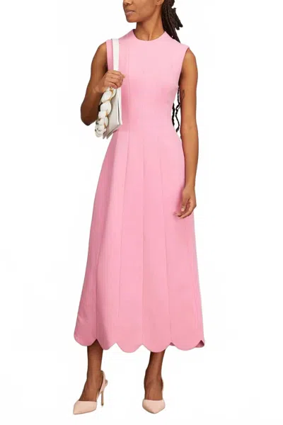 Lela Rose Scallop Hem Midi Dress In Peony Pink