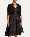 Lela Rose Scalloped Bolero Cardigan In Black