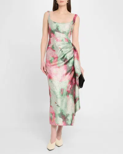 Lela Rose Scoop Neck Florence Sheath Dress In Multicolor