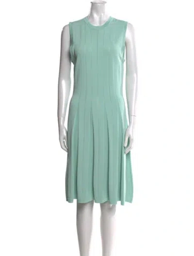 Pre-owned Lela Rose Scoop Neck Knee-length Dress In Blue