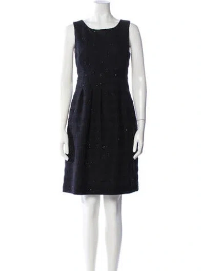 Pre-owned Lela Rose Scoop Neck Knee-length Dress In Blue
