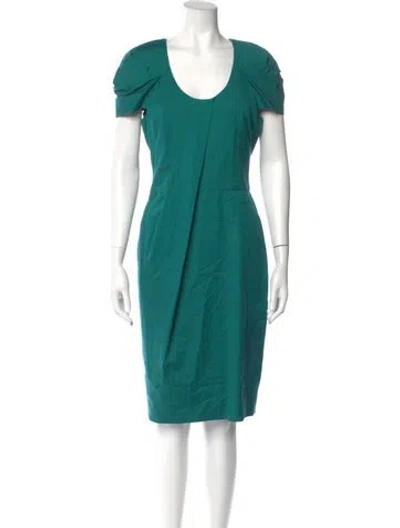 Pre-owned Lela Rose Scoop Neck Knee-length Dress In Green