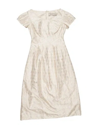 Pre-owned Lela Rose Scoop Neck Knee-length Dress In Neutral