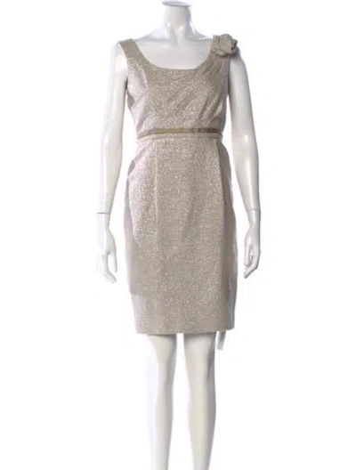 Pre-owned Lela Rose Scoop Neck Knee-length Dress In Neutral