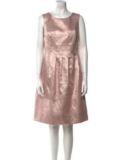 Pre-owned Lela Rose Scoop Neck Knee-length Dress In Pink