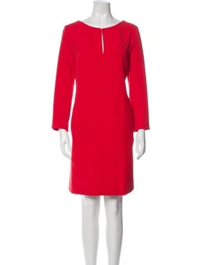 Pre-owned Lela Rose Scoop Neck Knee-length Dress In Red