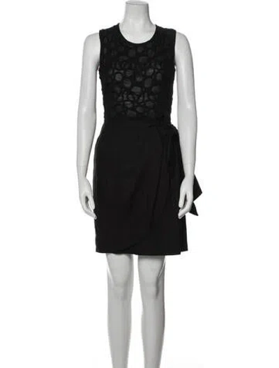Pre-owned Lela Rose Scoop Neck Mini Dress In Black