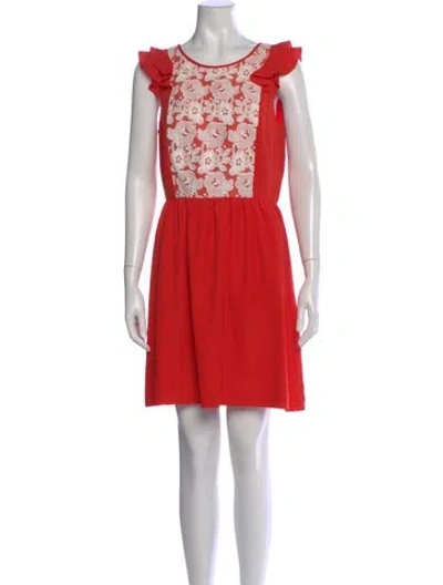 Pre-owned Lela Rose Scoop Neck Mini Dress In Red