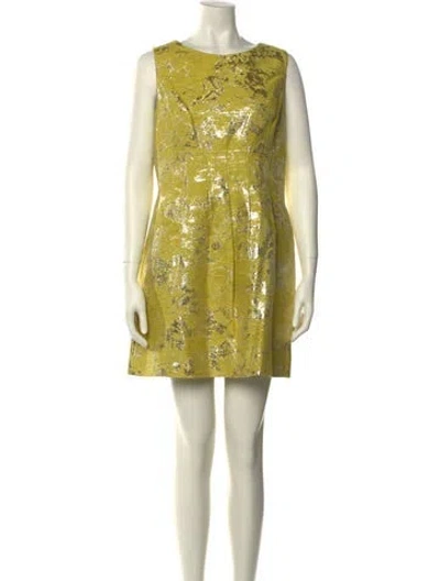 Pre-owned Lela Rose Scoop Neck Mini Dress In Yellow
