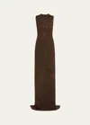 Lela Rose Sequin Embellished Column Gown In Chestnut