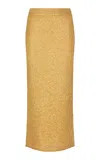Lela Rose Sequin Merino Wool-blend Pencil Skirt In Gold