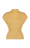 Lela Rose Sequin Merino Wool-blend Top In Gold