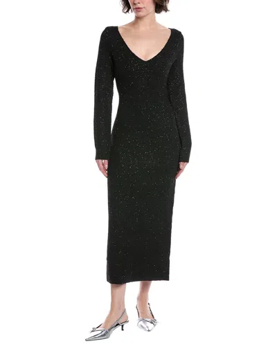Lela Rose Sequin Midi Sweaterdress In Black