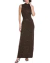 Lela Rose Sequin Sweater Gown In Brown