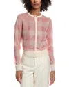 Lela Rose Sheer Plaid Cardigan In Pink