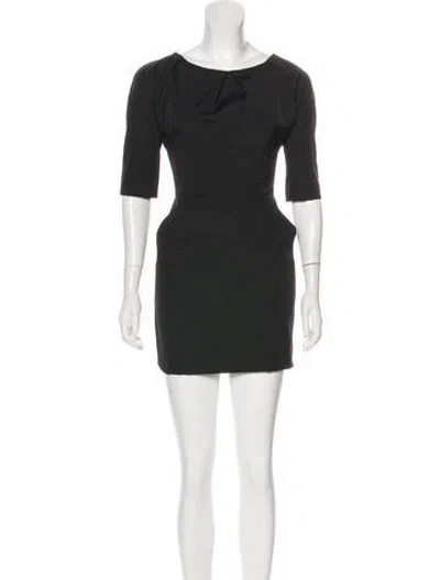 Pre-owned Lela Rose Short Sleeve Mini Dress In Black