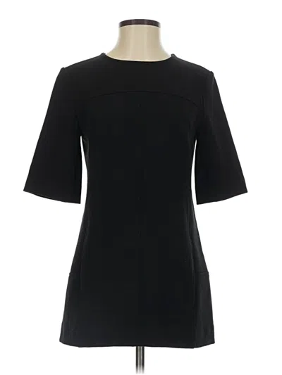 Pre-owned Lela Rose Short Sleeve Top Black Solid Pattern Boatneck Tops