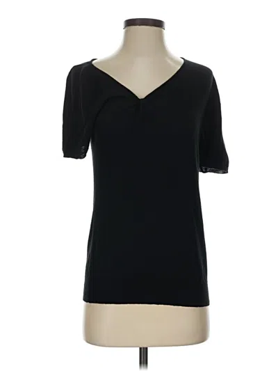 Pre-owned Lela Rose Short Sleeve Top Black Sweetheart Neckline Tops