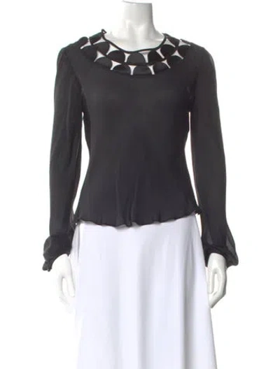 Pre-owned Lela Rose Silk Asymmetrical Blouse In Gray