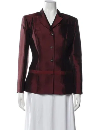 Pre-owned Lela Rose Silk Blazer In Burgundy
