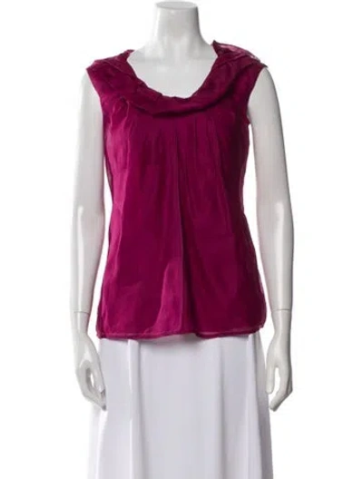 Pre-owned Lela Rose Silk Cowl Neck Blouse In Pink