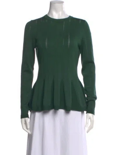 Pre-owned Lela Rose Silk Crew Neck Sweater In Green